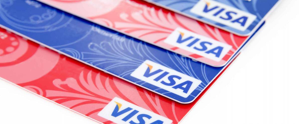 Plastic bank cards.