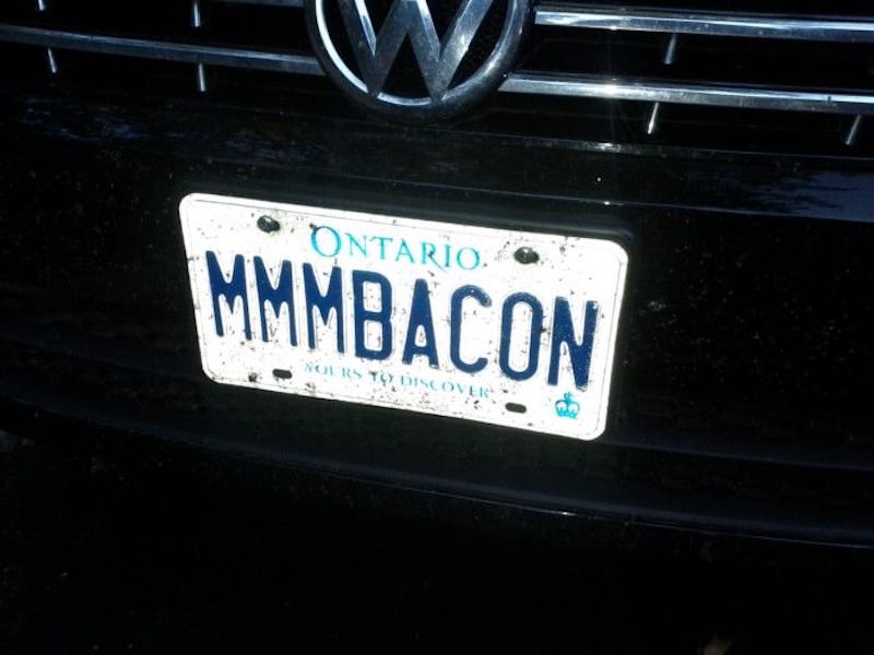 license plate bacon mmmm hilarious