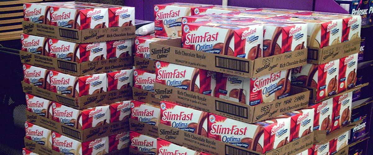 A display of Slim Fast shakes