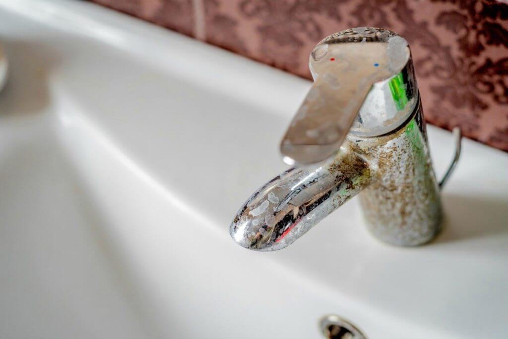 Hard water stain on faucet
