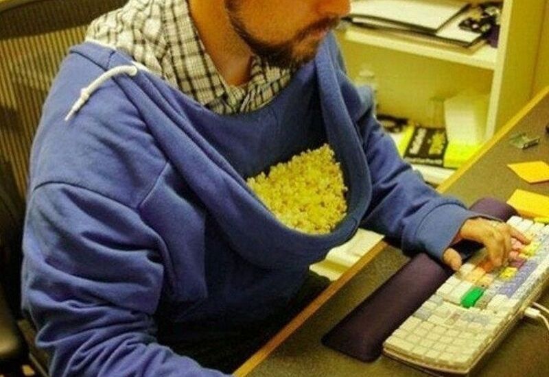 snack hack with popcorn hood
