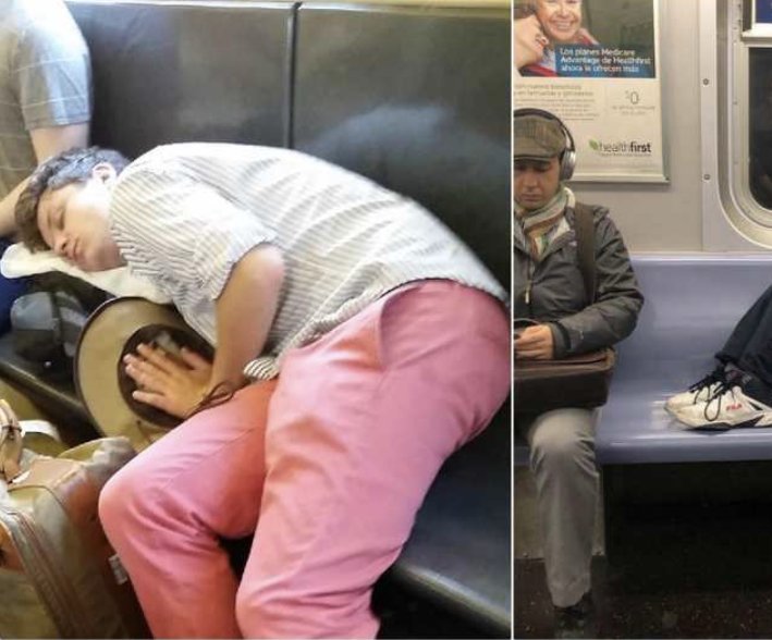 sleeping on subway